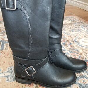 Natural Soul knee high black leather boots. New in box.